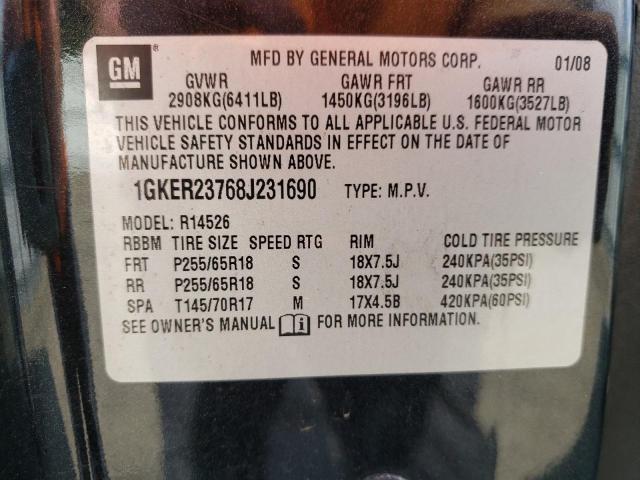 Photo 10 from auction – 2008 GMC ACADIA SLT with VIN 1GKER23768J231690