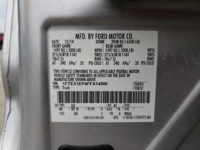 Photo 10 from auction – 2015 FORD F150 SUPER with VIN 1FTEX1EP4FFA14566