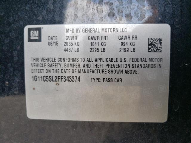Photo 10 from auction – 2015 CHEVROLET MALIBU 1LT with VIN 1G11C5SL2FF343374
