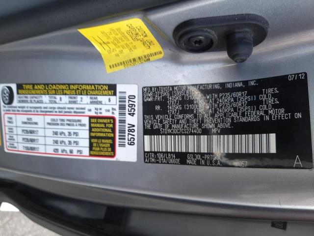 Photo 10 from auction – 2012 TOYOTA SIENNA XLE with VIN 5TDYK3DC7CS274400
