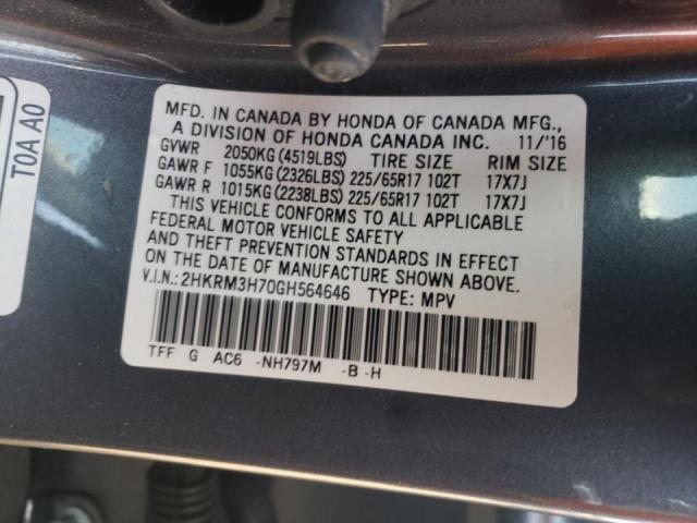 Photo 10 from auction – 2016 HONDA CR-V EXL with VIN 2HKRM3H70GH564646