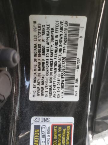 Photo 10 from auction – 2011 HONDA CIVIC LX with VIN 19XFA1F55BE007326