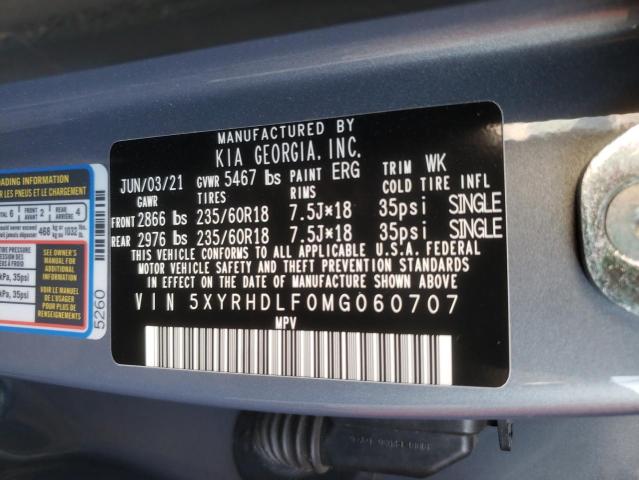 Photo 10 from auction – 2021 KIA SORENTO EX with VIN 5XYRHDLF0MG060707