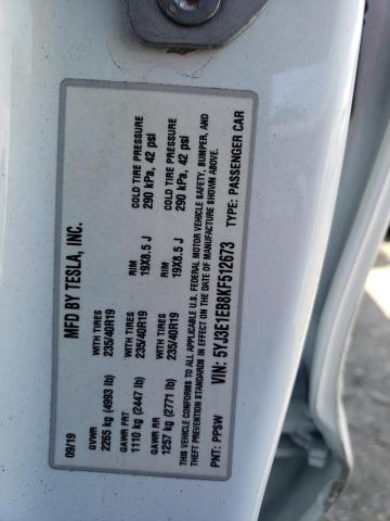 Photo 10 from auction – 2019 TESLA MODEL 3 with VIN 5YJ3E1EB8KF512673