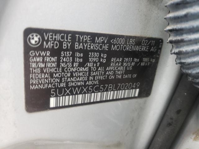 Photo 10 from auction – 2011 BMW X3 with VIN 5UXWX5C57BL702049
