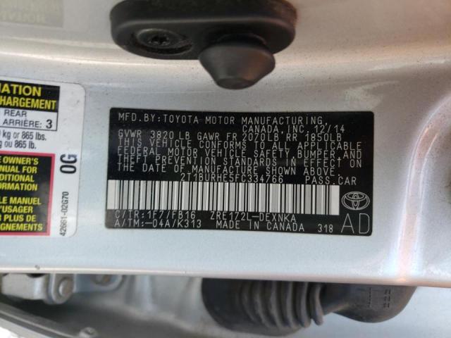 Photo 10 from auction – 2015 TOYOTA COROLLA L with VIN 2T1BURHE5FC334766