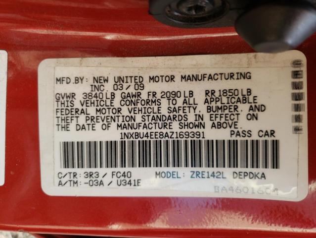 Photo 10 from auction – 2010 TOYOTA COROLLA BA with VIN 1NXBU4EE8AZ169391