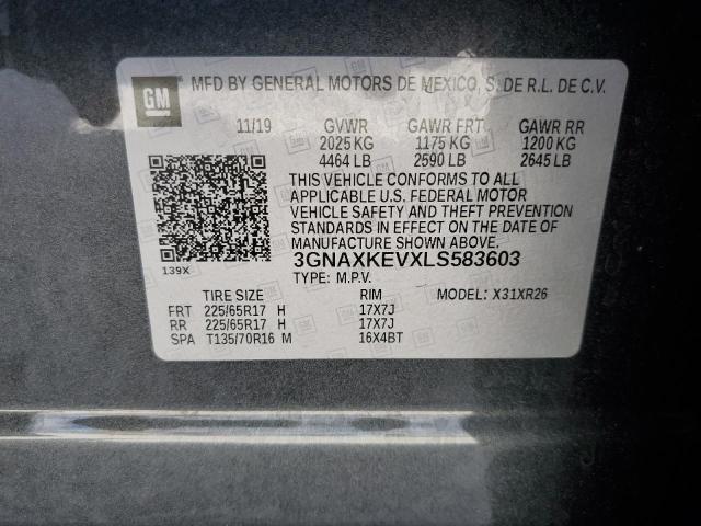 Photo 10 from auction – 2020 CHEVROLET EQUINOX LT with VIN 3GNAXKEVXLS583603