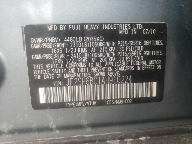 Photo 10 from auction – 2010 SUBARU FORESTER X with VIN JF2SH6BC1AH910224