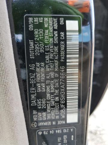 Photo 10 from auction – 1999 MERCEDES-BENZ E 320 with VIN WDBJF65H3XA776646