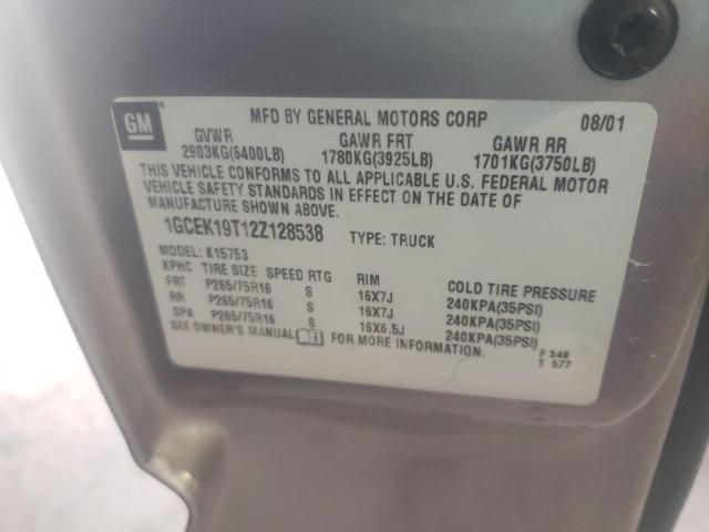 Photo 10 from auction – 2002 CHEVROLET SILVERADO with VIN 1GCEK19T12Z128538