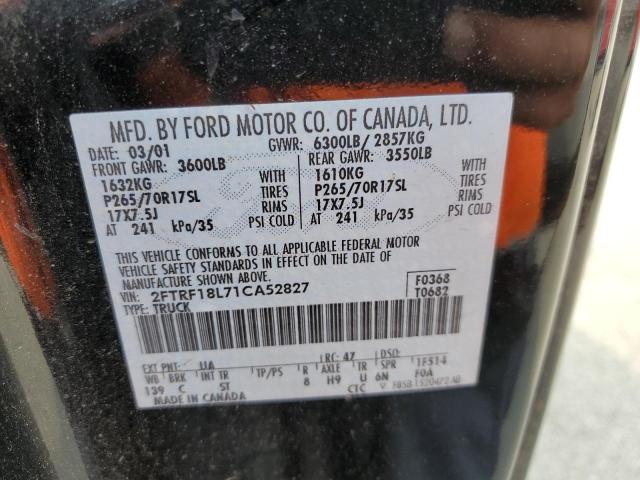 Photo 10 from auction – 2001 FORD F150 with VIN 2FTRF18L71CA52827