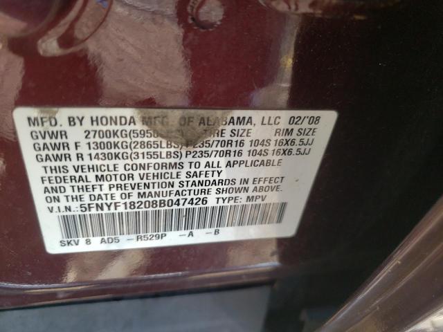Photo 10 from auction – 2008 HONDA PILOT VP with VIN 5FNYF18208B047426
