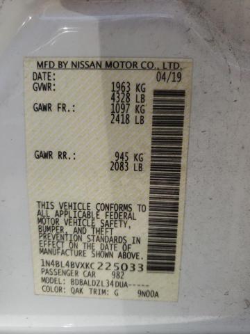 Photo 10 from auction – 2019 NISSAN ALTIMA S with VIN 1N4BL4BVXKC225033