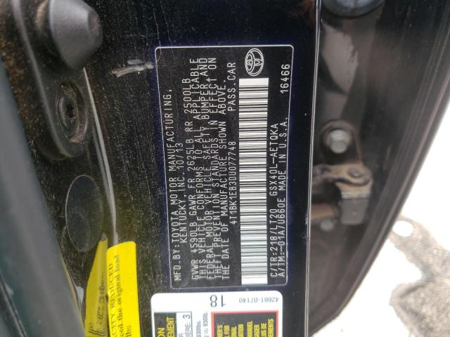 Photo 10 from auction – 2013 TOYOTA AVALON BAS with VIN 4T1BK1EB3DU077748