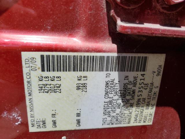Photo 10 from auction – 2009 NISSAN ALTIMA 2.5 with VIN 1N4AL21E99N535514