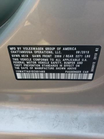 Photo 10 from auction – 2014 VOLKSWAGEN PASSAT S with VIN 1VWAT7A31EC031483