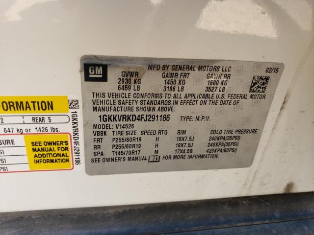 Photo 10 from auction – 2015 GMC ACADIA SLT with VIN 1GKKVRKD4FJ291186