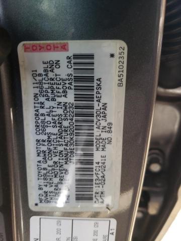 Photo 10 from auction – 2002 TOYOTA CAMRY LE with VIN JTDBE30K920042232