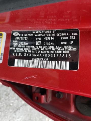Photo 10 from auction – 2013 KIA OPTIMA LX with VIN 5XXGM4A70DG172815