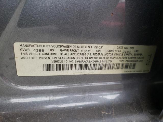 Photo 10 from auction – 2008 VOLKSWAGEN JETTA WOLF with VIN 3VWRA71K08M194175