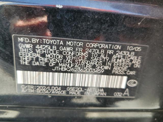 Photo 10 from auction – 2006 LEXUS IS 250 with VIN JTHBK262362003459