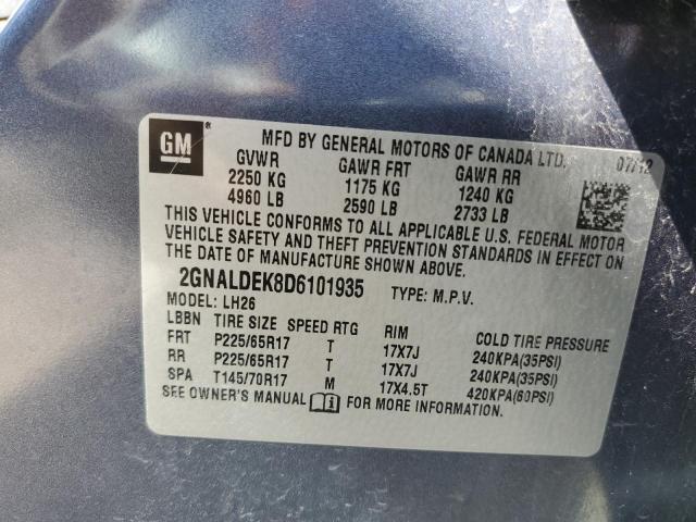 Photo 10 from auction – 2013 CHEVROLET EQUINOX LT with VIN 2GNALDEK8D6101935