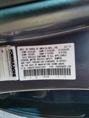 Photo 10 from auction – 2014 HONDA ACCORD LX with VIN 1HGCR2F34EA222947