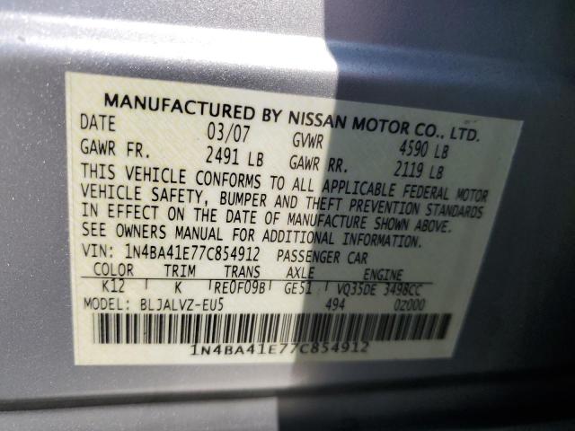 Photo 10 from auction – 2007 NISSAN MAXIMA SE with VIN 1N4BA41E77C854912