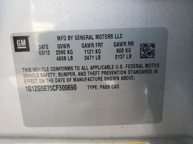 Photo 10 from auction – 2012 CHEVROLET MALIBU LTZ with VIN 1G1ZG5E75CF309690