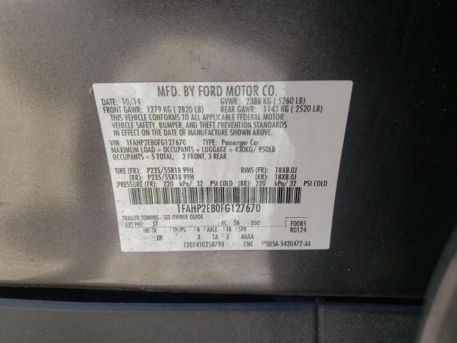 Photo 10 from auction – 2015 FORD TAURUS SEL with VIN 1FAHP2E80FG127670