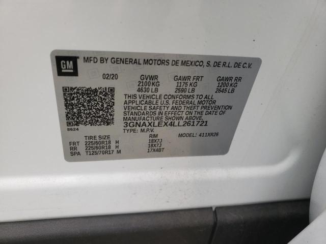Photo 10 from auction – 2020 CHEVROLET EQUINOX LT with VIN 3GNAXLEX4LL261721