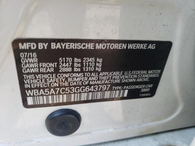 Photo 10 from auction – 2016 BMW 528 XI with VIN WBA5A7C53GG643797