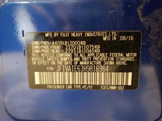 Photo 10 from auction – 2017 SUBARU WRX PREMIU with VIN JF1VA1E63H9816364