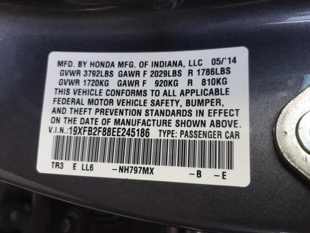 Photo 10 from auction – 2014 HONDA CIVIC EX with VIN 19XFB2F88EE245186