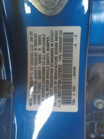Photo 10 from auction – 2020 HONDA CIVIC LX with VIN 19XFC2F66LE026803