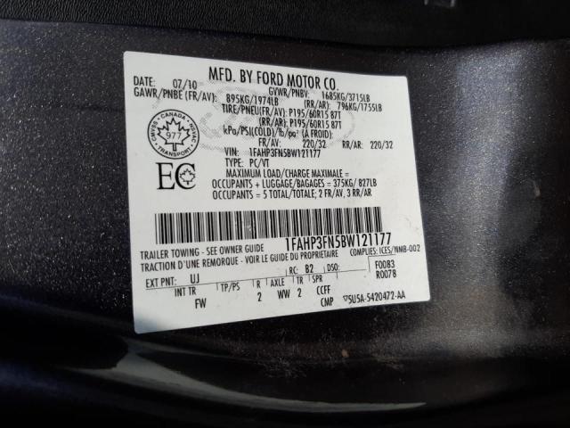 Photo 10 from auction – 2011 FORD FOCUS SE with VIN 1FAHP3FN5BW121177