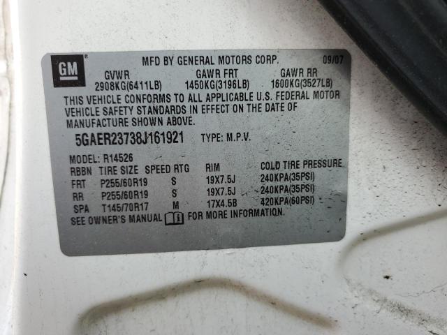 Photo 10 from auction – 2008 BUICK ENCLAVE with VIN 5GAER23738J161921
