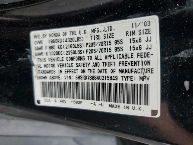 Photo 10 from auction – 2004 HONDA CR-V EX with VIN SHSRD78884U215849