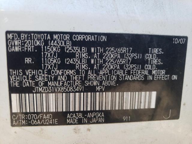 Photo 10 from auction – 2008 TOYOTA RAV4 LIMIT with VIN JTMZD31VX85083491
