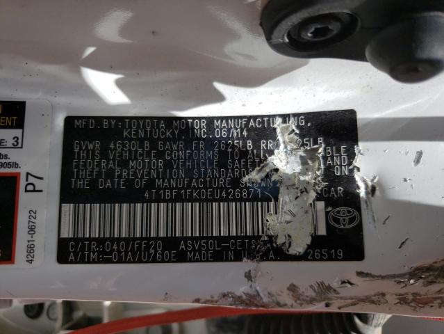 Photo 10 from auction – 2014 TOYOTA CAMRY L with VIN 4T1BF1FK0EU426871