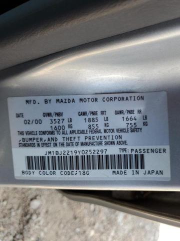 Photo 10 from auction – 2000 MAZDA PROTEGE ES with VIN JM1BJ2219Y0252297