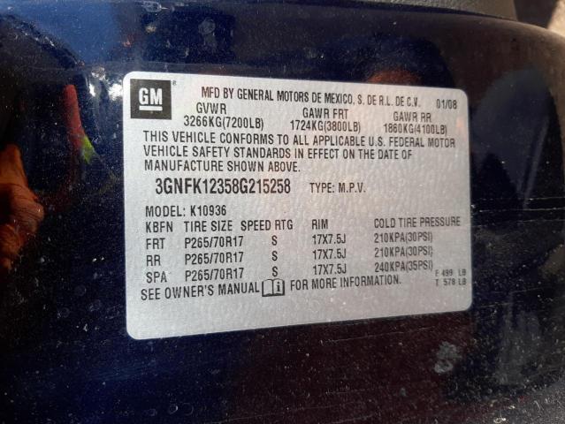 Photo 10 from auction – 2008 CHEVROLET AVALANCHE with VIN 3GNFK12358G215258
