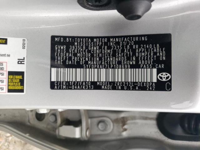 Photo 10 from auction – 2020 TOYOTA COROLLA L with VIN 5YFDPRAE7LP108699
