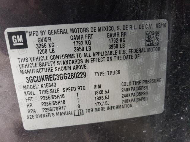 Photo 10 from auction – 2016 CHEVROLET SILVERADO with VIN 3GCUKREC3GG280229