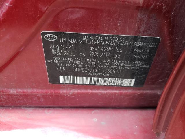 Photo 10 from auction – 2012 HYUNDAI SONATA SE with VIN 5NPEC4AC6CH358823