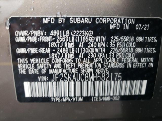 Photo 10 from auction – 2021 SUBARU FORESTER L with VIN JF2SKAUC8MH582175