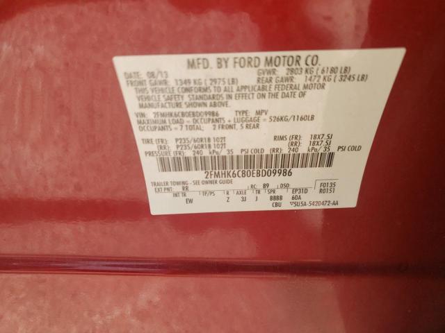Photo 10 from auction – 2014 FORD FLEX SEL with VIN 2FMHK6C80EBD09986