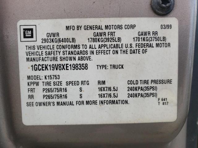 Photo 10 from auction – 1999 CHEVROLET silverado with VIN 1GCEK19V8XE198358