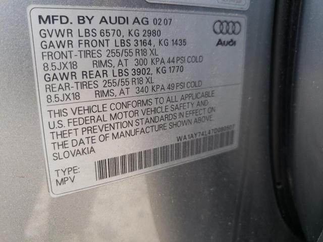 Photo 10 from auction – 2007 AUDI Q7 3.6 QUA with VIN WA1AY74L47D080507